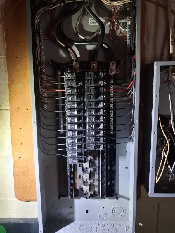 Neatly wired residential electrical panel completed by Donnison Electric in the Lake Norman area